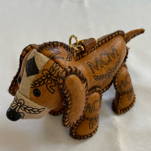 MCM Dog Charm Monogram Keychain